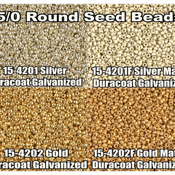 15/0 Miyuki Round Seed Beads or Rocailles. 8.2g tubes. 15-4201, 15-4201F, 15-4202, 15-4202F
