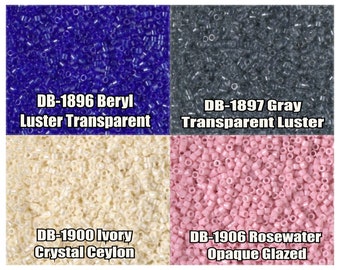 11/0 Miyuki Delica-pärlor, DB1896, DB1897, DB1900, DB1906 - 5 g, 10 g