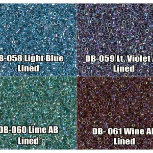 5g, 10g 11/0 Miyuki Delica beads, DB058, DB059, DB060, DB061