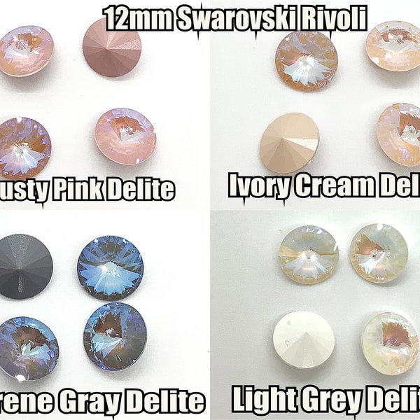 Argus Crystal Rivolis, 12mm, Dusty Pink Delite, Ivory Cream Delite, Light Pink Delite, Serene Grey Delite