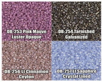 11/0 Miyuki Delica-pärlor, DB253, DB254, DB256, DB257 - 5g, 10g