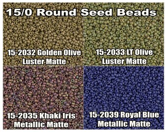15-2035, Miyuki 8.2g Matte Metallic Khaki Iris 15-2035, Miyuki 8.2g Matte Metallic Khaki Iris