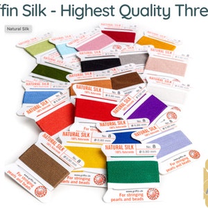 GRIFFIN Silk Thread or Cord, 2 meters, for Knotting or Stringing, Needle Attached, 21 Colors image 2