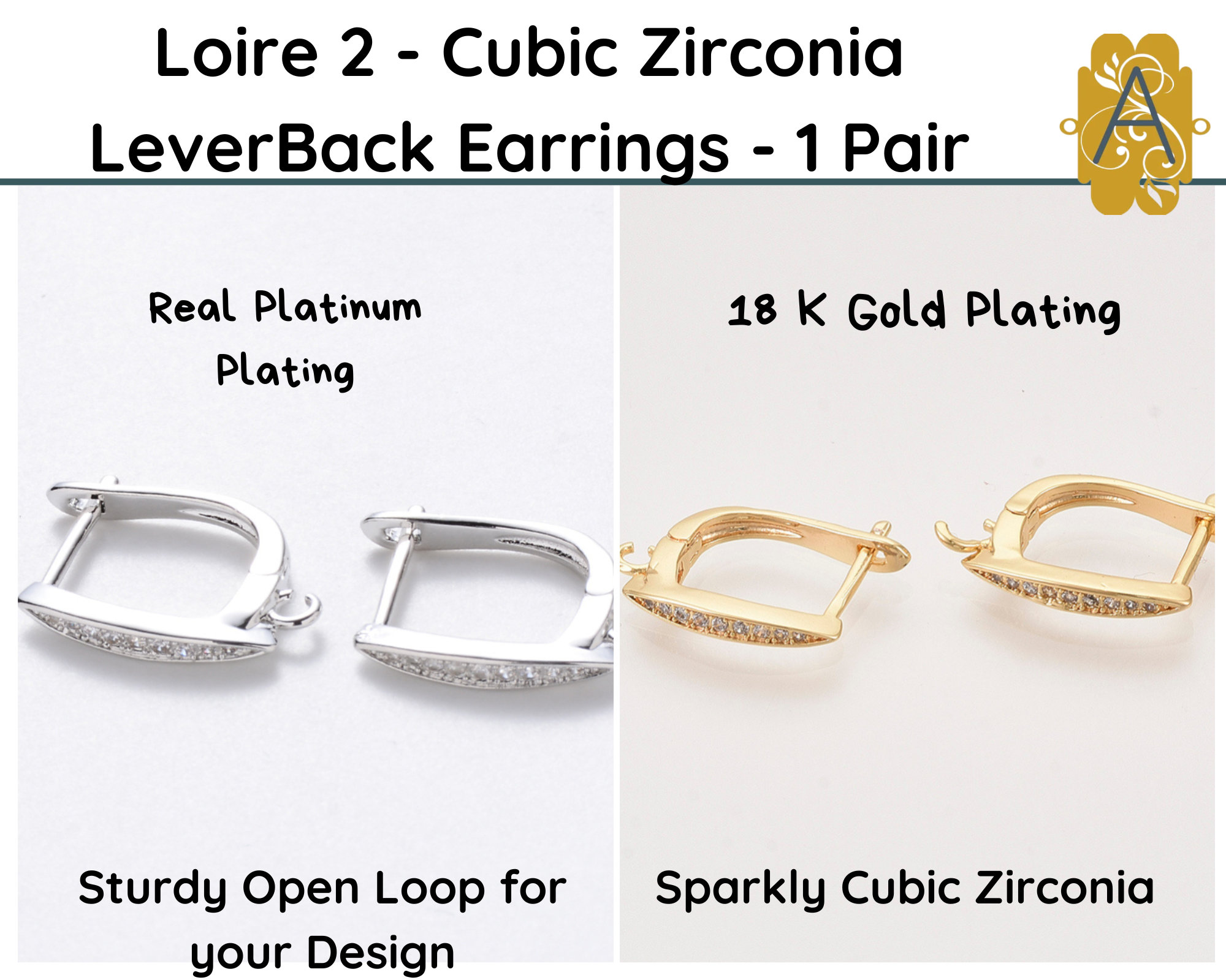 Platinum Tone French Earring Hooks - 12 Pair