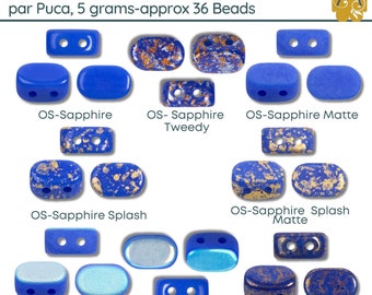 Lipsi par Puca, Opaque Sapphire Collection, (5g ~ 36 beads) + 2 Free Patterns when you order! Tweedy, AB, Matte, Splash, Bronze