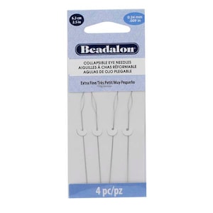 COLLAPSIBLE Eye Needles, 6.4mm (2.5&quot;), by Beadalon, 4 Pack or 10 Pack, Extra Fine, Fine, Medium, Heavy or Big Eye 2 Pack