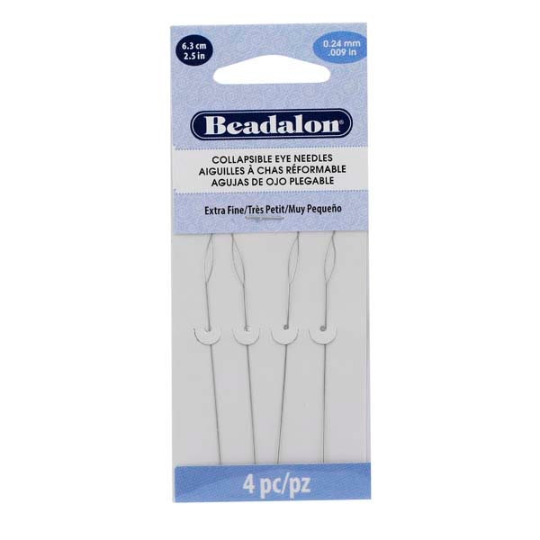 COLLAPSIBLE Eye Needles, 6.4mm (2.5"), by Beadalon, 4 Pack or 10 Pack, Extra Fine, Fine, Medium, Heavy or Big Eye 2 Pack