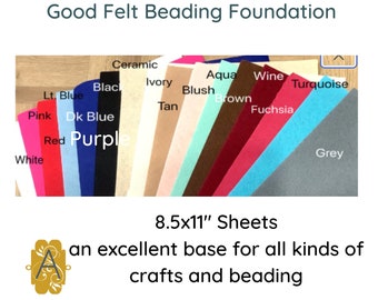 GOOD FELT, 19 Colors!, Beading Foundation, 100% Polyester Felt, for Beading, Bead Embroidery, Mixed Media, Sewing, 1 Sheet per Order