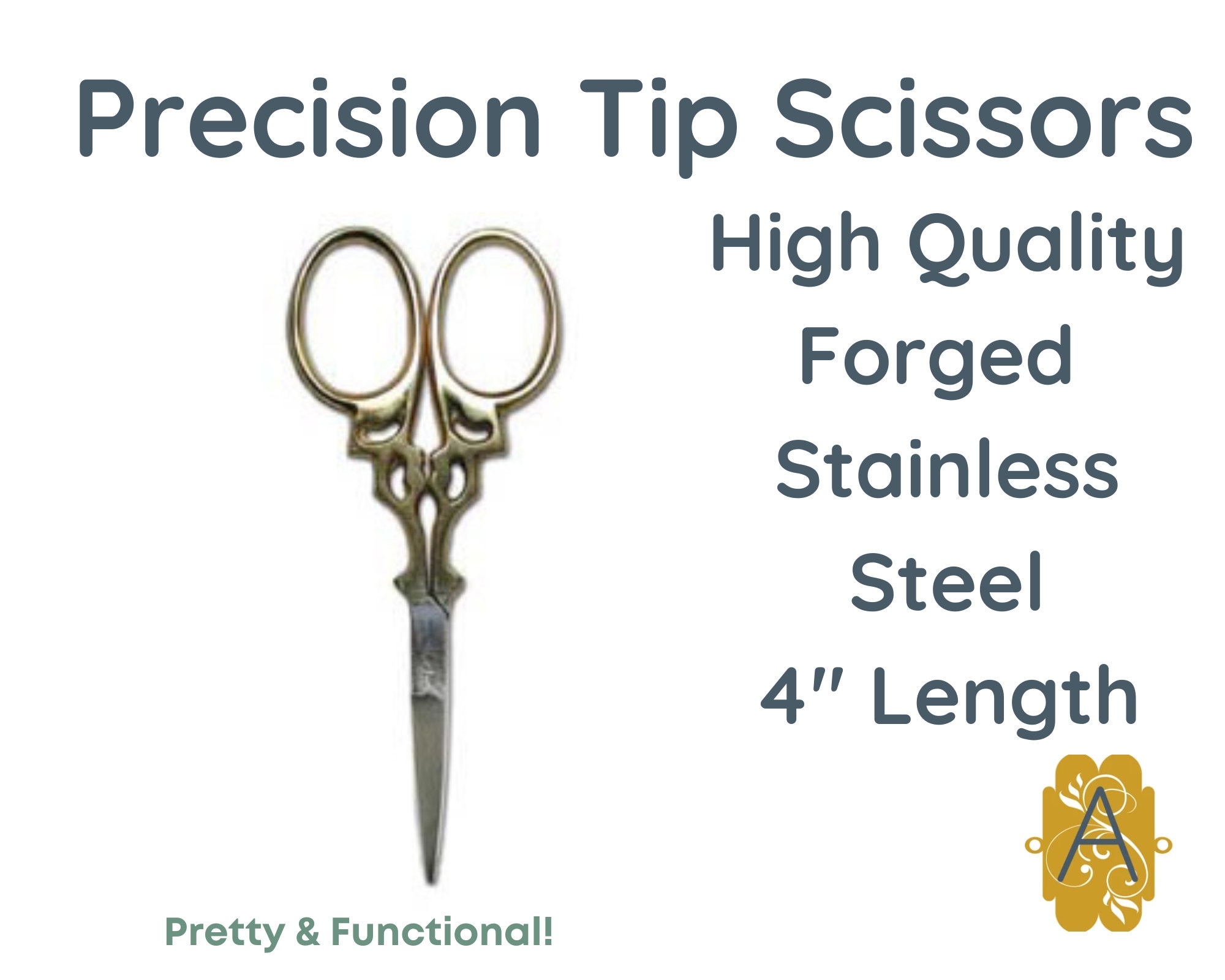 Small Precision Embroidery Scissors Stainless Steel Sharp Pointed Tip 2  Variant