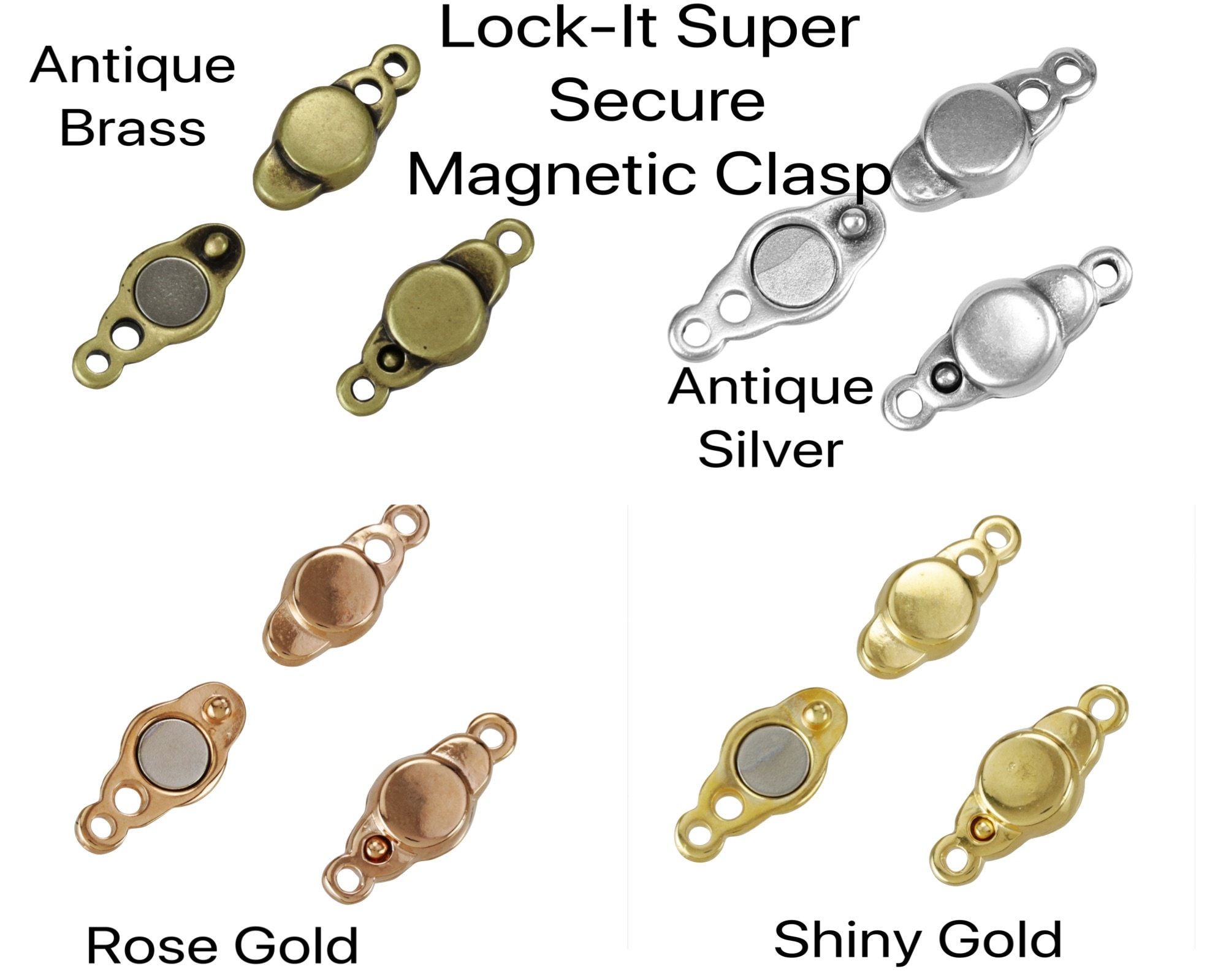 Wholesale AHADEMAKER 10 Sets 5 Style Alloy White Enamel Snap Lock Clasps 