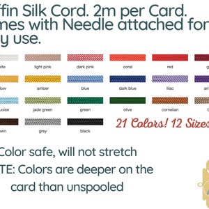 GRIFFIN Silk Thread or Cord, 2 meters, for Knotting or Stringing, Needle Attached, 21 Colors image 1