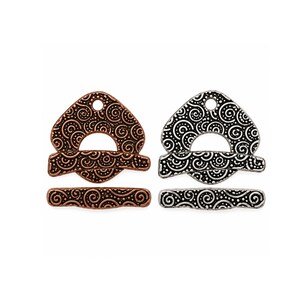 TierraCast Square Spiral Toggle Clasp, 19mm, Antique Silver or Copper, Decorative Pewter Jewelry Clasp, 1 Set