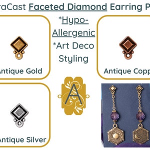 TierraCast FACETED DIAMOND Earring Posts or Studs, Titanium Posts, Hypoallergenic, 1 Pair\Order