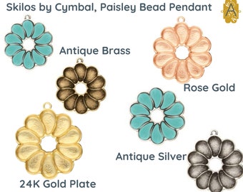 Skilos, Cymbal Paisley Bead Pendant or Earring Setting, 4 Finishes