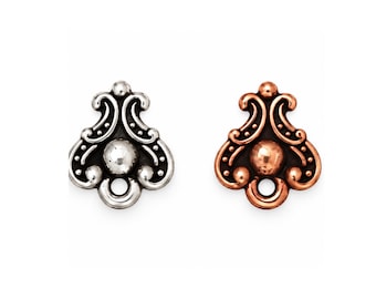 TierraCast Duchess Earring Posts, Titanium Posts, Antique Silver or Copper, 1 Pair