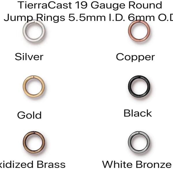 5.5mm ID\7.5mm OD, Best Jump Rings! TierraCast, 19 Gauge, Open, 20 or 100 Pcs, 6 Finishes