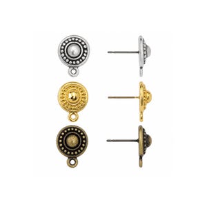 TierraCast Beaded Earring Studs, Titanium Post Earrings with Loop, 11mm Jewelry Findings, 1 Pair