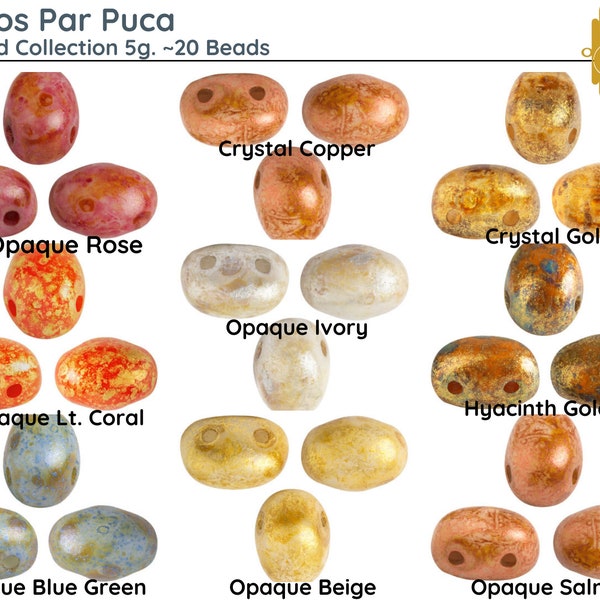 SAMOS par Puca, Spotted Collection, 5g. ~20 Beads, + 2 FREE Patterns with order