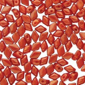 Mini Gemduo Beads, Opaque Orange Red Luster, 5g.