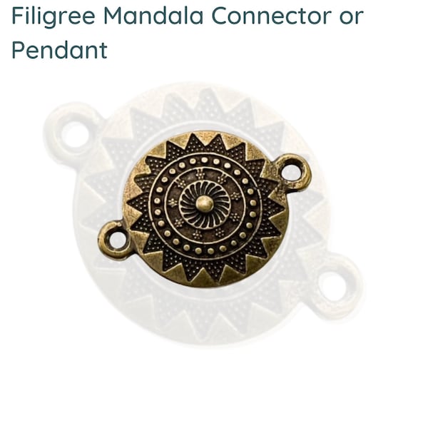 Mandala Pendant or Connector, Filigree Collection