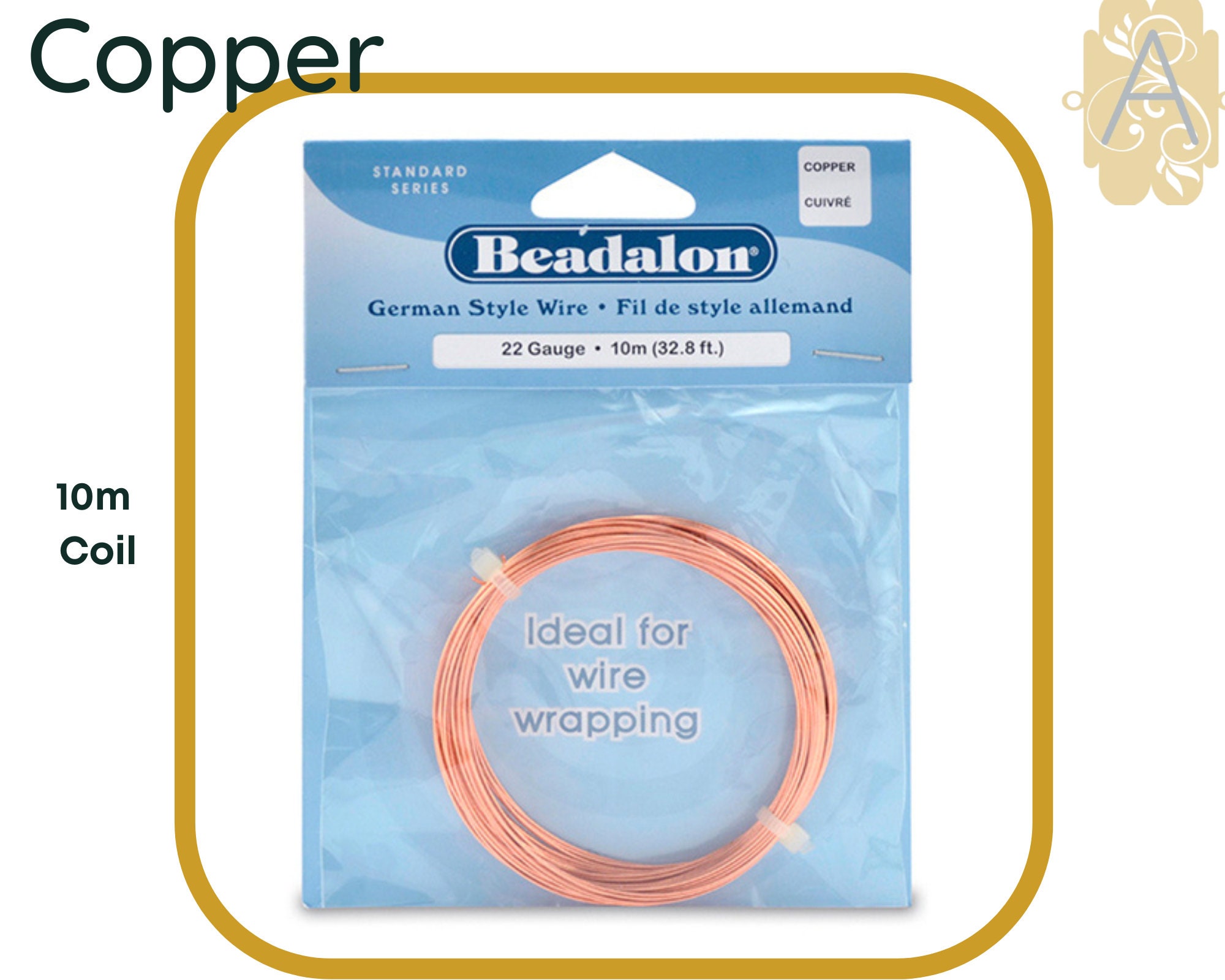 22 Gauge Round Copper German Style Wire (32.8ft)