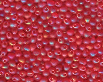 Miyuki Drop Beads 3.4mm, DP-0140FR, Matte Transparent Red AB, 10g
