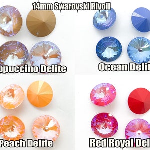 14mm 1122 Argus Crystal Rivoli, 2 pcs, from Austria, Cappuccino Delite, Peach Delite, Ocean Delite, Red Royal Delite