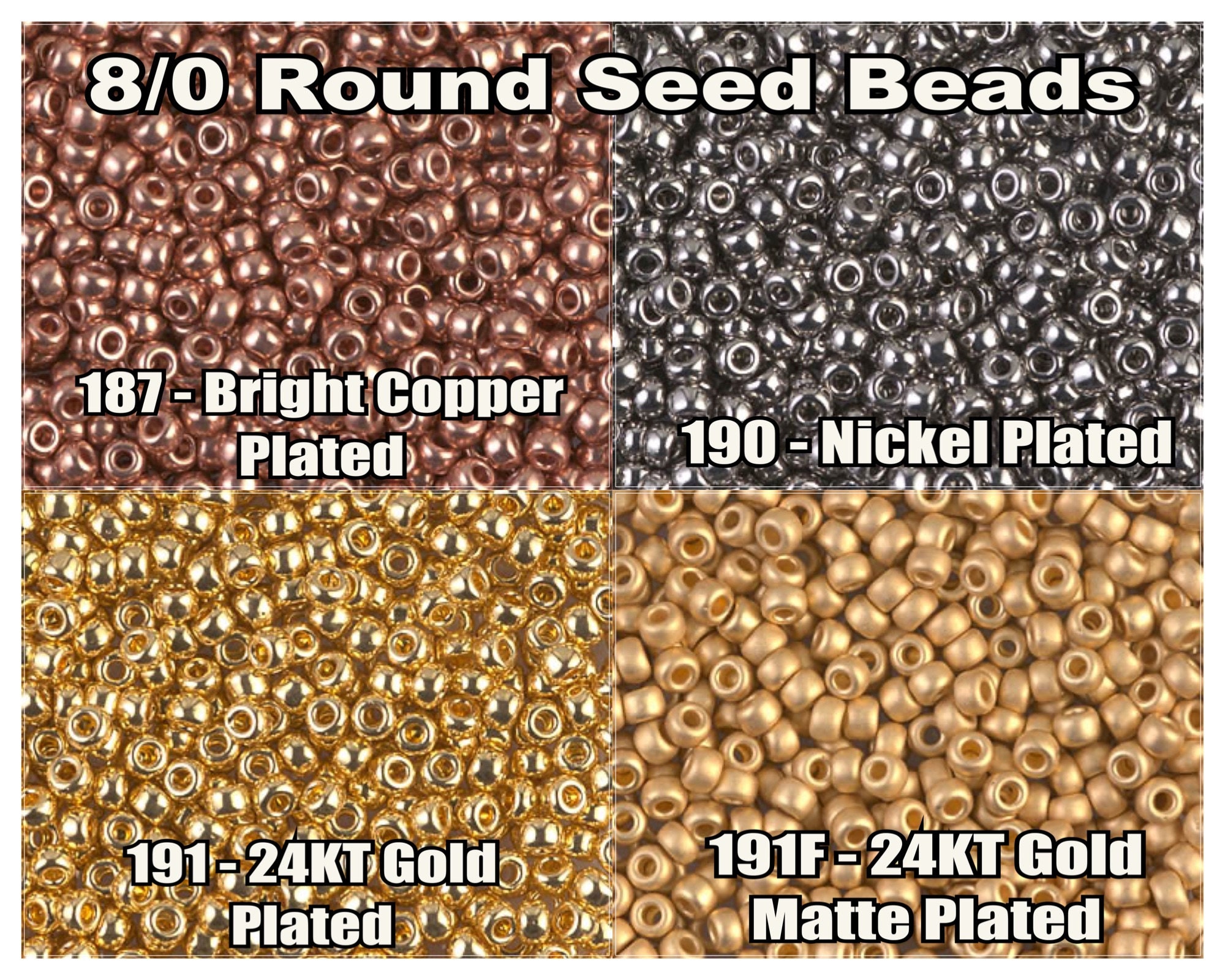 8/0 Miyuki Seed Beads 5g, 10 G, Bright Copper Plated 187, Nickel
