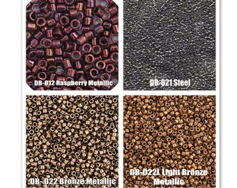5g, 10g 11/0 Miyuki Delica beads, DB012, DB021, DB022, DB022L