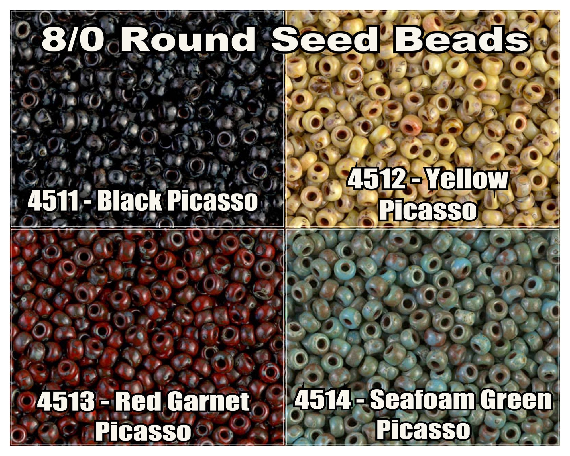 Miyuki 8 Round Seed Bead, 8-4511, Black Picasso