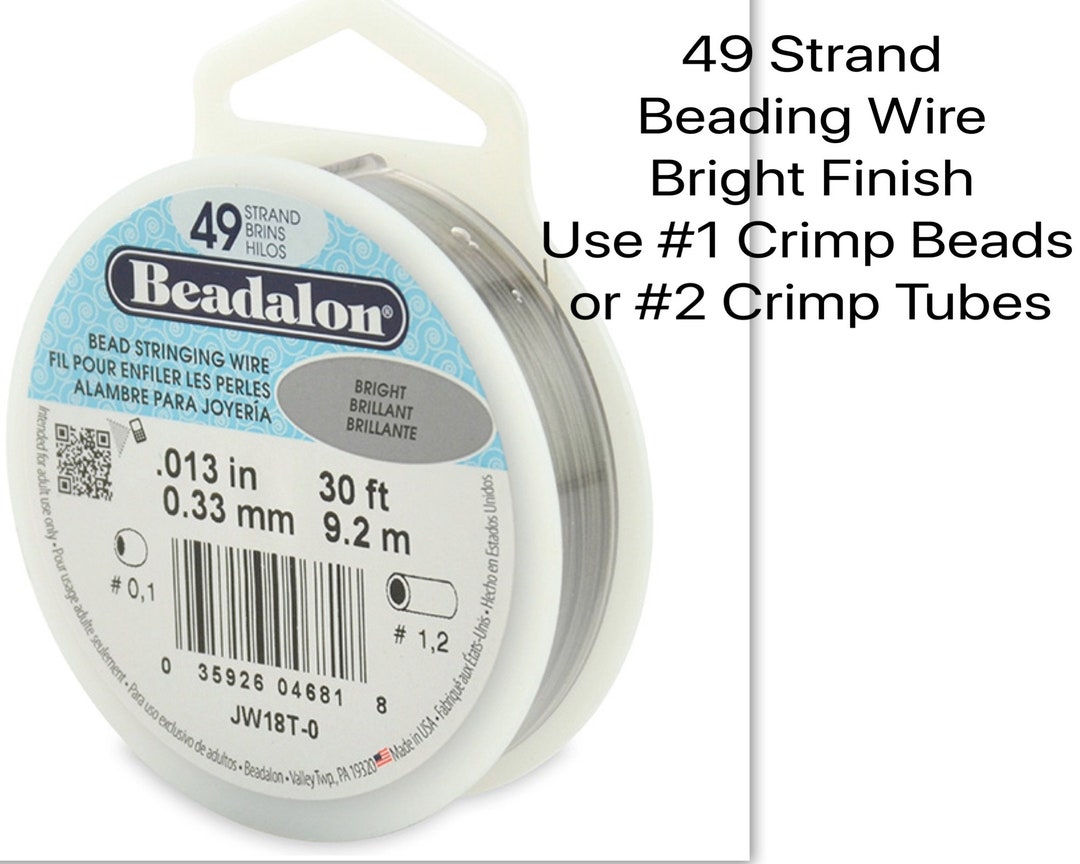 49 Strand Beading Wire, .013, Beadalon, 10 or 30 Feet, Most Flexible,  Bright Finish 