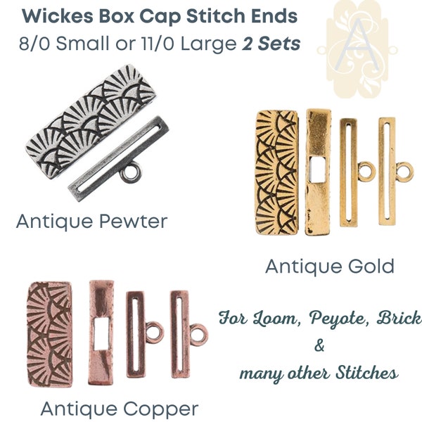 NEW and AMAZING. Wickes Box Cap Stitch in End Caps, for Loom, Peyote, Square & many other Stitches, 2 Sizes, 3 Finishes