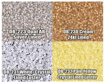 11/0 Miyuki Delica-pärlor, DB223, DB230, DB231, DB232 - 5g, 10g
