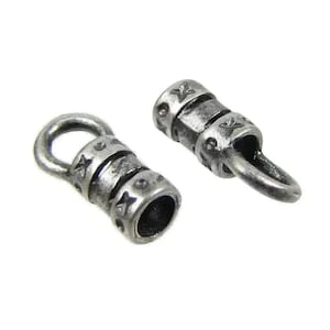 Leather or Cord Crimp Ends with Loop, 1, 1.5, 2 or 2.5mm, 6 Pieces, 6 Colors, Made in Europe