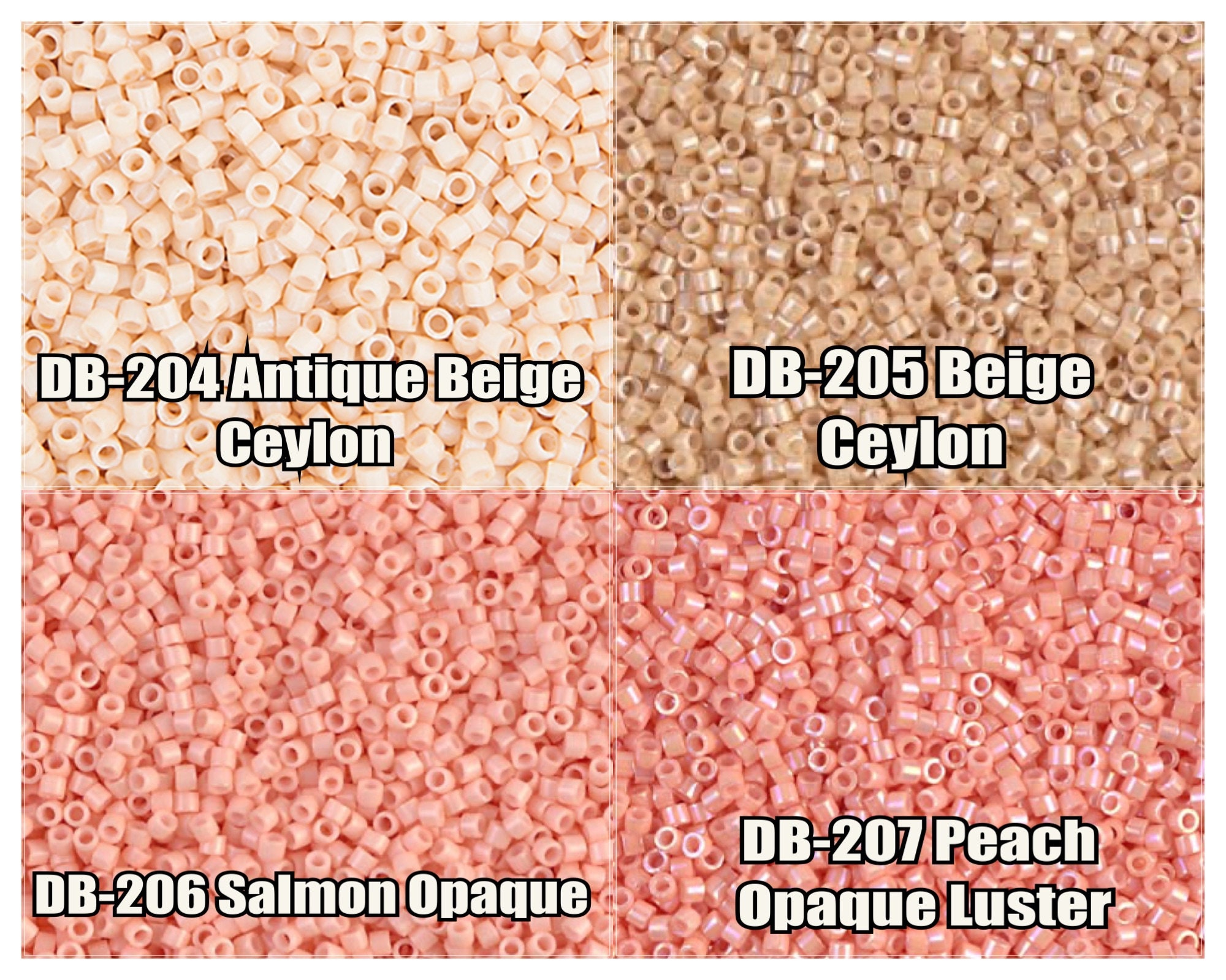 11/0 Miyuki Delica Beads, DB204, DB205, DB206, DB207 5g, 10g 