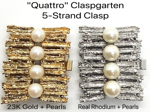 パール 5連 ネックレス シルバークラスプ QUATTRO、5連、クラスプガーデンクラスプ、クリスタルパール、本物の