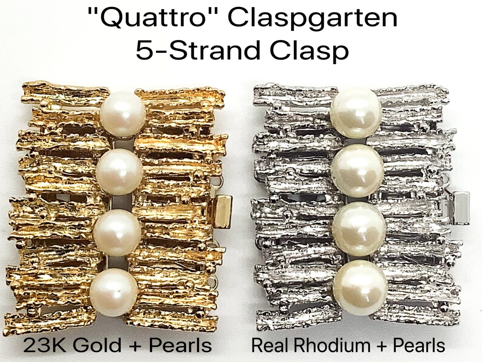 QUATTRO 5 strand Claspgarten Clasp Crystal Pearls Real Rhodium