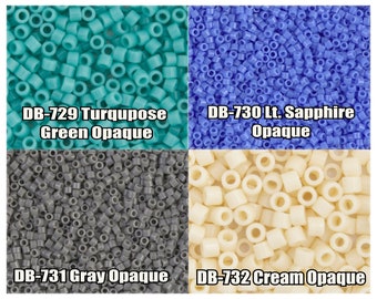 11/0 Miyuki Delica-pärlor, DB729, DB730, DB731, DB732 - 5g, 10g