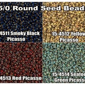 15/0 Miyuki Round Seed Beads or Rocailles. 8.2g tubes. 15-4411, 15-4412, 15-4413, 15-4414