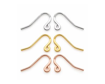 Monaco 2 – 304 Stainless Steel Earring Wires, Gold, Silver & Copper, Decorative Ear Hooks, 2 Pairs