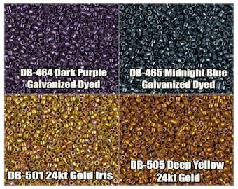 11/0 Miyuki Delica beads, DB464, DB465, DB501, DB505 - 5g, 10g