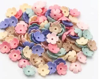 Blossom Lucite Flower Beads or Bead Caps, 10mm