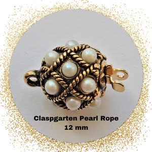 CLASPGARTEN, cuerda de perlas, cierre de 1 hilo, cierre de caja o lengüeta, revestimiento de metales preciosos