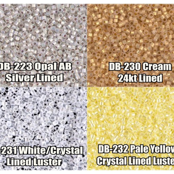 11/0 Miyuki Delica beads, DB223, DB230, DB231, DB232 - 5g, 10g