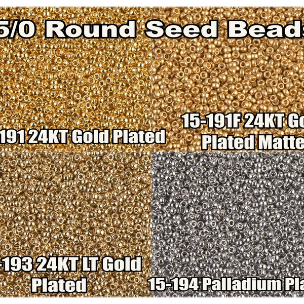 15/0 Miyuki Round Seed Beads or Rocailles. 8.2g tubes. 15-0191, 15-0191F, 15-0193, 15-0194