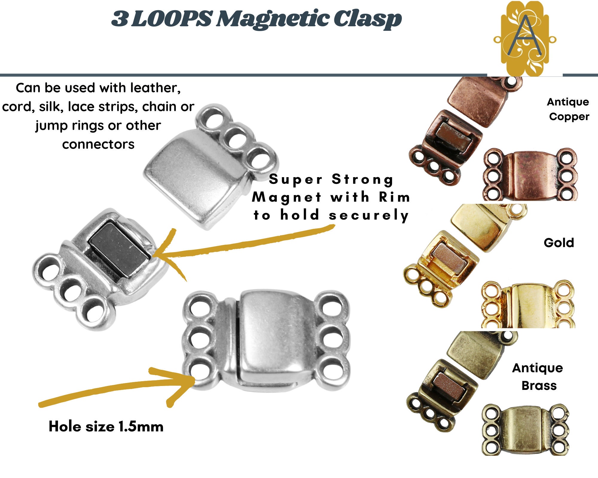Edelstahl Magnetische Haken Loch 12*4mm Flache Leder Schnur