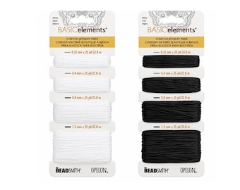 Opelon Stretch Jewelry Cord Variety Pack, 4 Sizes, Elastic Beading Cord for Bracelets, 25 Yards Each