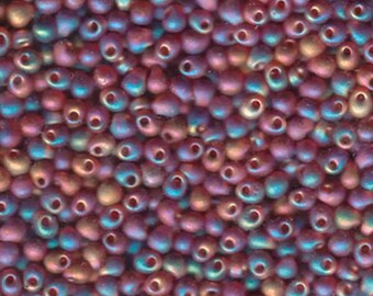 Miyuki Drop Beads 3.4mm, DP-0134FR, Matte Transparent Dark Ambrr AB, 10g