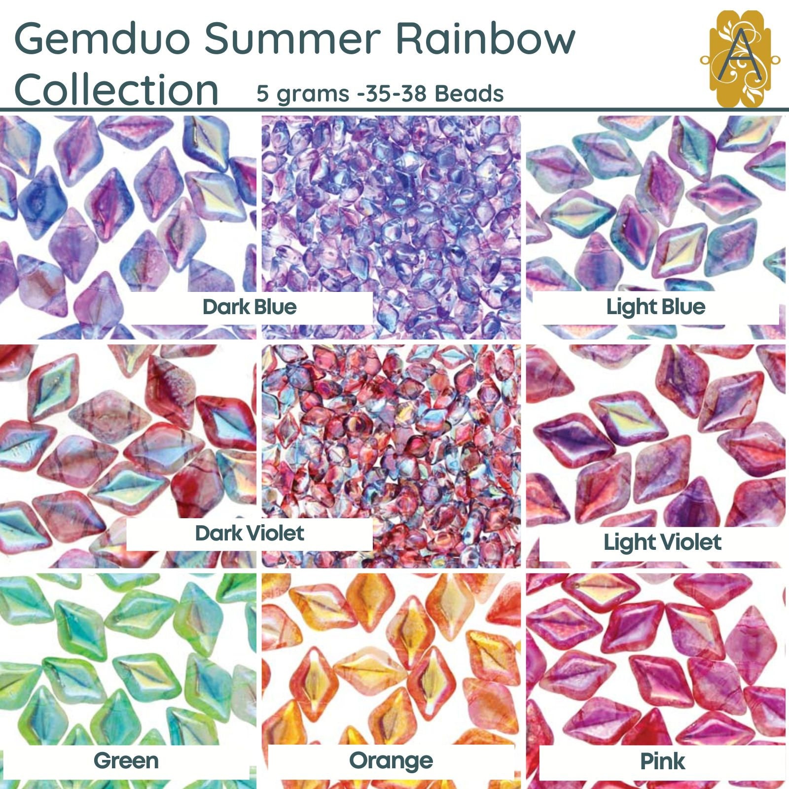 GemDuo Summer Rainbow Collection, 5g. 7 Colors