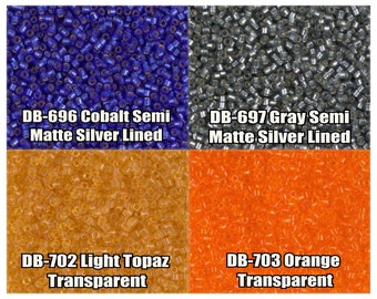 11/0 Miyuki Delica beads, DB696, DB697, DB702, DB703 - 5g, 10g